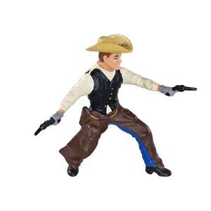 1999 Papo Gunfighter Cowboy Action Figure Western Toy 2 Pistols Dual Vintage